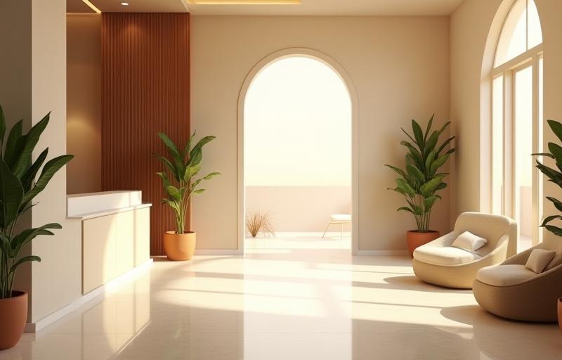 Accueil raffiné du spa avec lumière naturelle